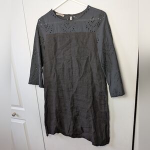 FRANCESCA BETTINI Linen And Cotton Black Dress Size Small Made In Italy